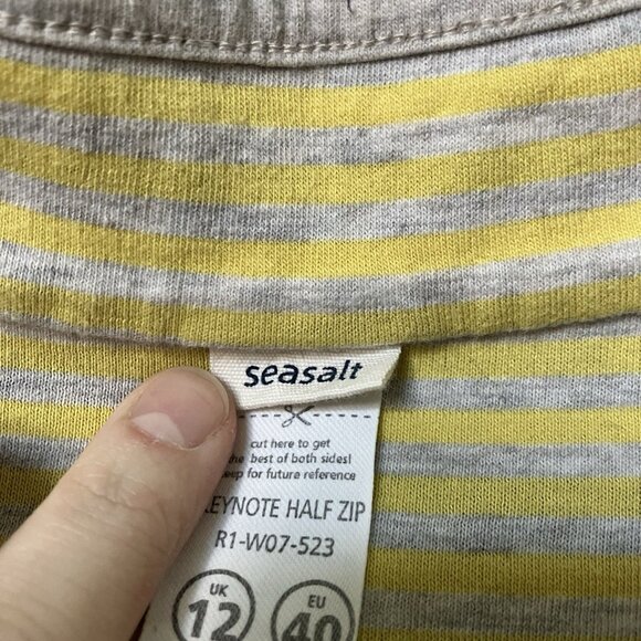 Seasalt Keynote 1/2 Zip Shirt Women 8 Eco Organic Cotton Nautical Stripe Coastal - Picture 7 of 9